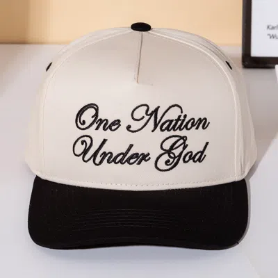 Fashnzfab One Nation Under God Message Embroidered Five Panel Canvas Snapback Baseball Cap In Neutral