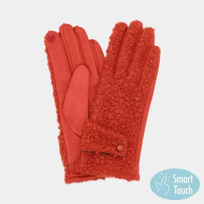 Fashnzfab Boucle Textured Smart Touch Gloves In White