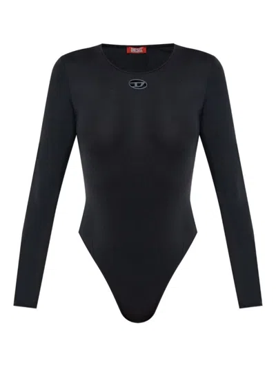 Diesel Fitted Long-sleeve Bodysuit With Cutout Detail In Blue