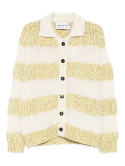 Amaranto Green Sweater With Horizontal Stripes In Multi