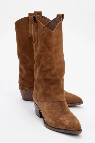 Forever & Always Shoes Teodora Leather Block Heel Boot In Brown