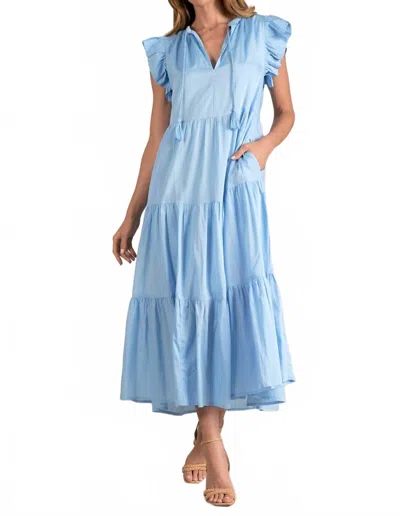 Elan Tiered Ruffled Dress In Blue