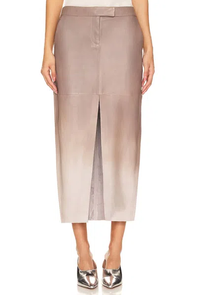 Lamarque Abia Low Waist Leather Skirt In Desert Gradient In Brown