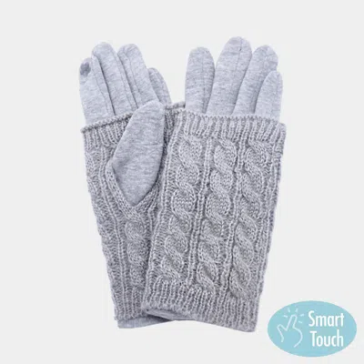 Fashnzfab Cable Knit Smart Touch Gloves In Gray