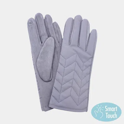 Fashnzfab Chevron Quilted Smart Touch Gloves In Gray
