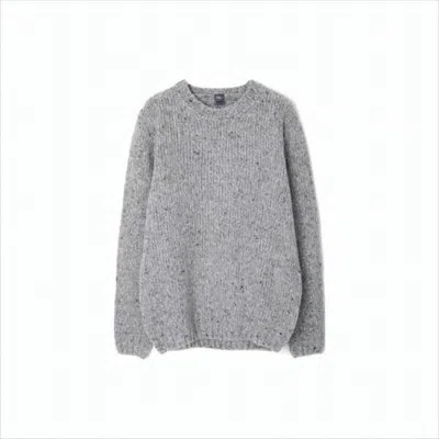 Fedeli Speckled Grey Knit Sweater With Button Details In Gray