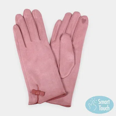 Fashnzfab Ribbon Pointed Touch Smart Gloves In Pink