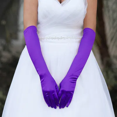 Fashnzfab Dressy Satin Wedding Gloves In Purple