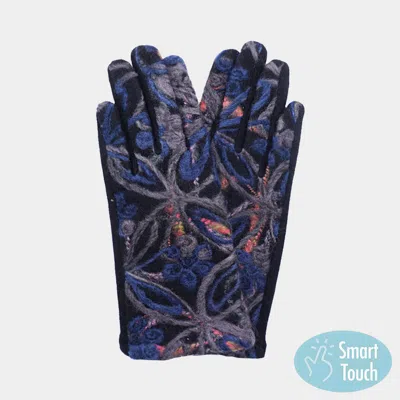 Fashnzfab Flower Yarn Embroidered Smart Touch Gloves In Multi