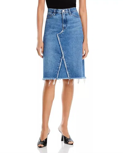 Frame Deconstructed Denim Skirt In Blue In Blue