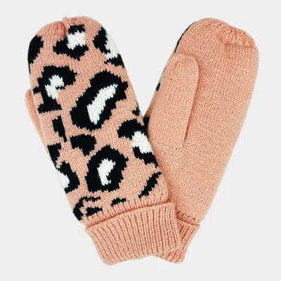 Fashnzfab Leopard Patterned Mitten Fleece Lining Gloves In Animal Print