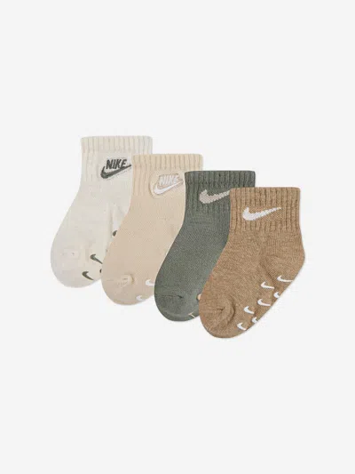 Nike Baby 4 Pack Logo Gripper Socks Set In Green