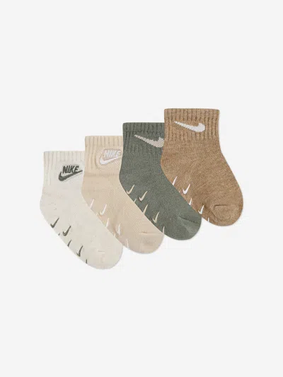 Nike Baby 4 Pack Logo Gripper Socks Set In Green