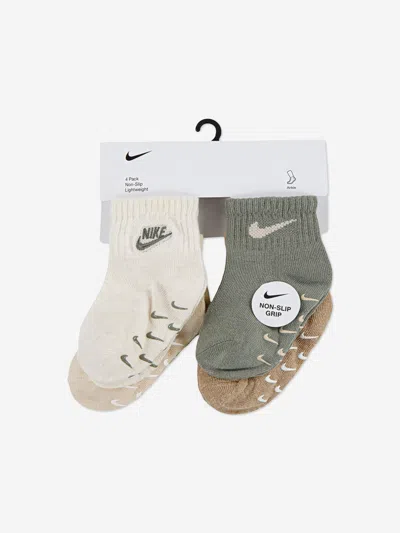 Nike Baby 4 Pack Logo Gripper Socks Set In Green