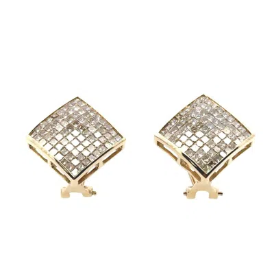 Aamiaa Women's Princess Shaped Natural Diamond Earrings In 14k Yellow Gold In Multi