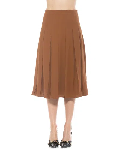 Alexia Admor Shilo Midi-length Pleated Skirt In Brown