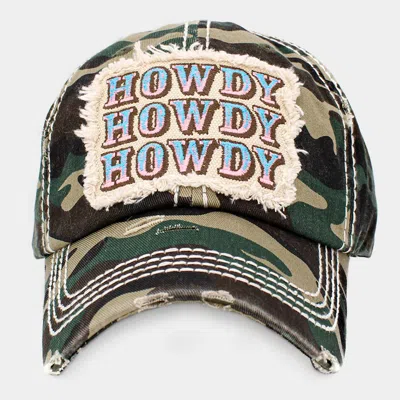 Fashnzfab Howdy Message Camouflage Patterned Vintage Baseball Cap In Multi