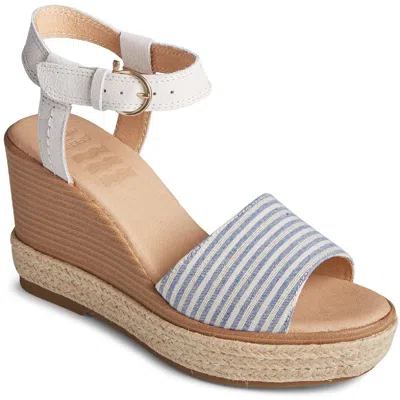 Sperry Fairwater Womens Leather Striped Wedge Sandals In Animal Print