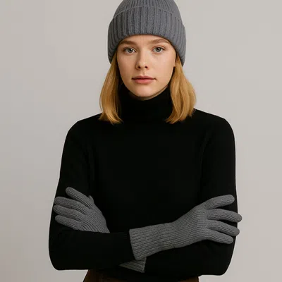 Fashnzfab Ribbed Knit Solid Long Winter Gloves In Gray
