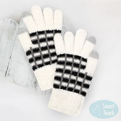 Fashnzfab Cozy Colorblocked Smart Touch Gloves In White