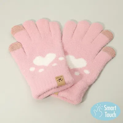 Fashnzfab Cat Paw Pointed Smart Touch Gloves In Pink