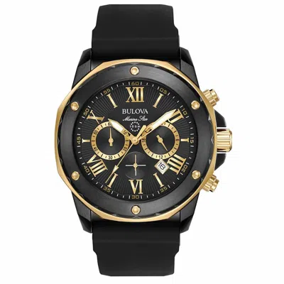 Bulova Marine Star Mens Chronograph Black Strap Watch 98b278