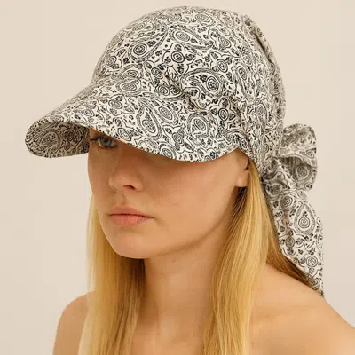 Fashnzfab Paisley Pattern Printed Bow Back Scarf Baseball Cap In Sand