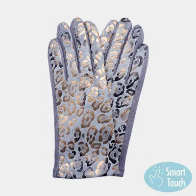 Fashnzfab Leopard Pattern Smart Touch Gloves In Blue