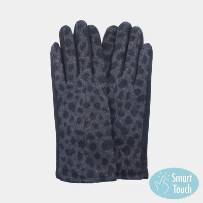 Fashnzfab Fuzzy Fux Fur Leopard Print Smart Touch Gloves In Gray