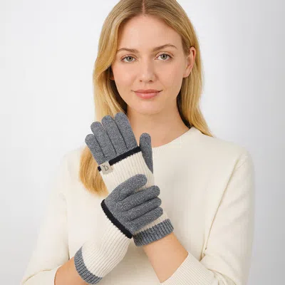 Fashnzfab Color Block Layered Knit Winter Gloves In Gray