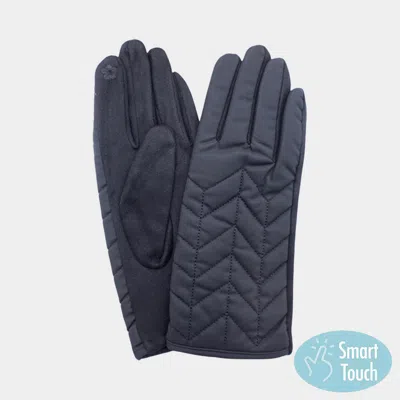 Fashnzfab Chevron Quilted Smart Touch Gloves In Black