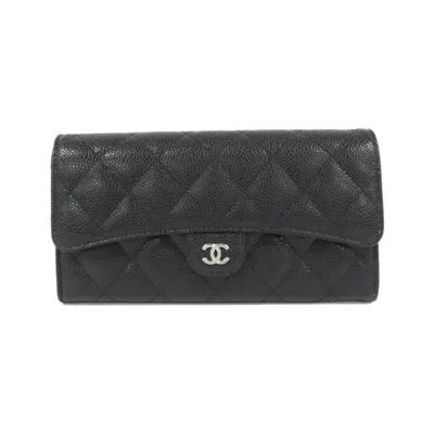 Pre-owned Chanel Grained Calfskin Long Wallet (bi-fold) () In Multi