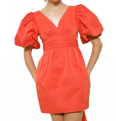 Ina Fashion Open Bow Back Mini Dress In Orange In Red