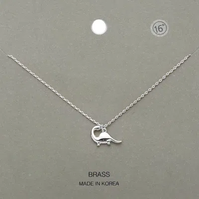 Fashnzfab Brass Metal Dinosaur Pendant Necklace In Silver