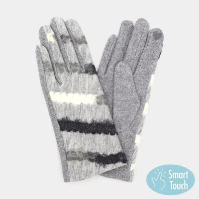 Fashnzfab Multi Color Yarn Pattern Smart Touch Gloves In Gray