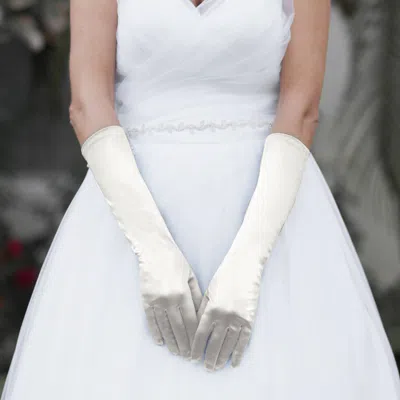 Fashnzfab Dressy Satin Wedding Gloves In White