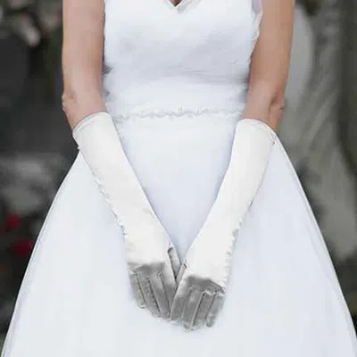 Fashnzfab Dressy Satin Wedding Gloves In White