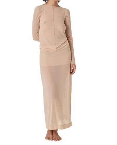 Find Me Now Women's Korean Power Mesh Midi Skirt In Light Fawn In Neutral