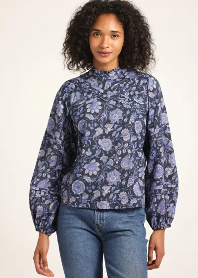 Derek Lam 10 Crosby Marlowe Long Sleeve Blouse In Blue