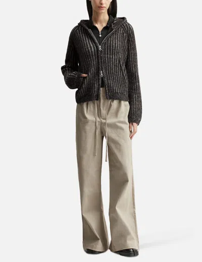 Our Legacy Leve Hood Zip-up Sweater In Brown