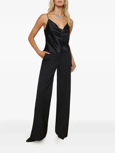 L'agence Calista Cowl-neck Satin Top In Black