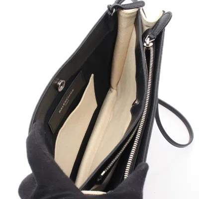 Pre-owned Balenciaga Black Ivory Navy Canvas Leather Pochette Shoulder Bag ()