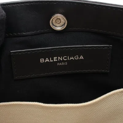 Pre-owned Balenciaga Black Ivory Navy Canvas Leather Pochette Shoulder Bag ()