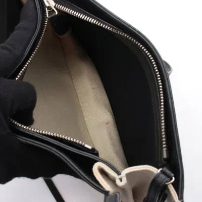 Pre-owned Balenciaga Black Ivory Navy Canvas Leather Pochette Shoulder Bag ()