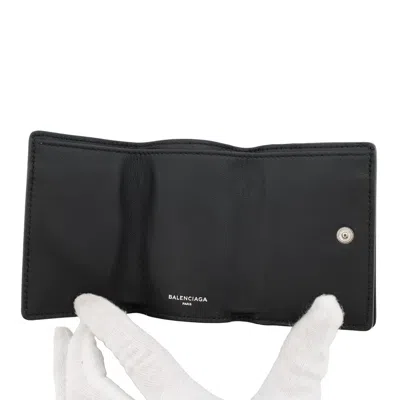 Pre-owned Balenciaga Black Leather Wallet (tri-fold) ()