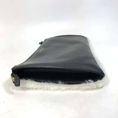 Pre-owned Balenciaga Black White Leather Leather Clutch Bag () In Multi