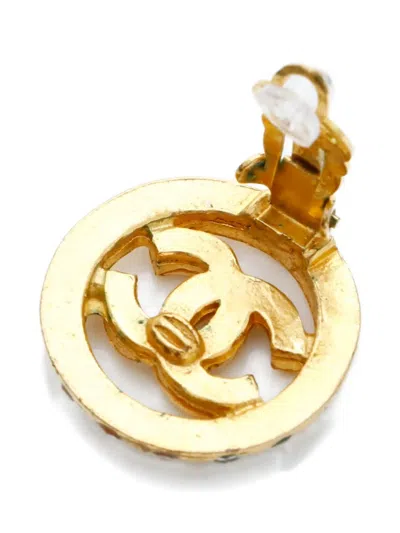 Pre-owned Chanel Signature Interlocking Cc Logo Embellished Clip-on Earrings In Gold