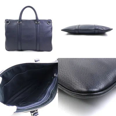 Pre-owned Bally Navy Leather Handbag Shoulder Bag () In Blue