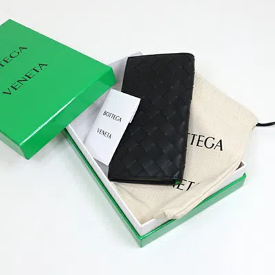 Pre-owned Bottega Veneta Black Green Leather Long Wallet (bi-fold) () In Multi