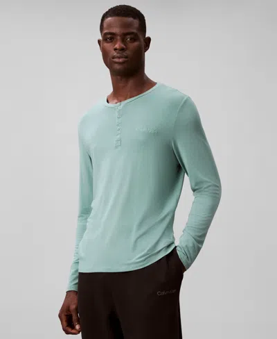 Calvin Klein Men's Henley Neck Sleep Top In Green